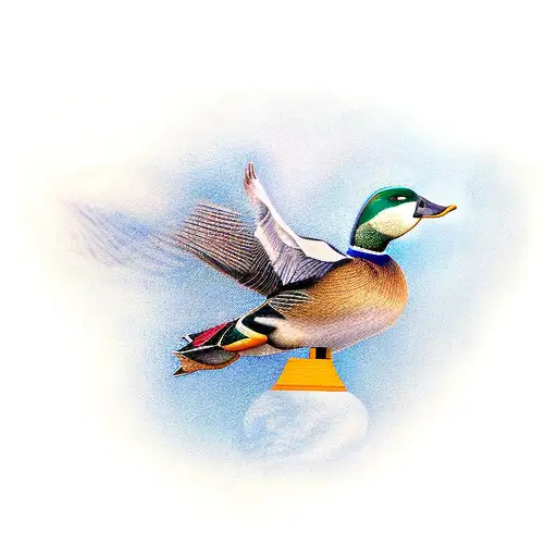 mallard flying  tattoo design idea