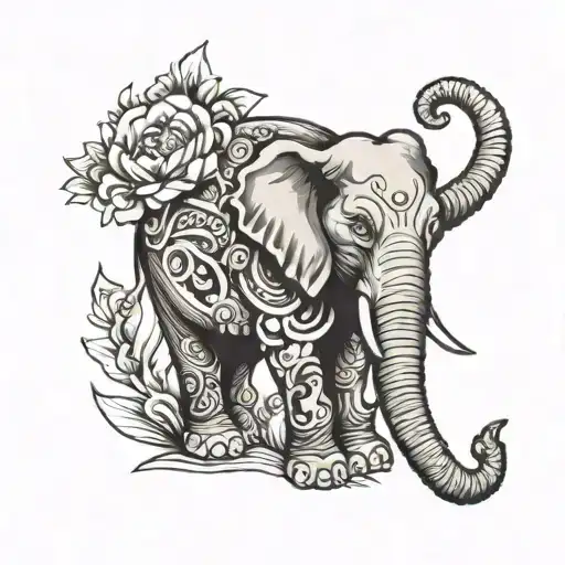 elephant for dead nana tattoo design idea