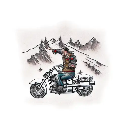 snowboard hunting harley davidson tattoo design idea