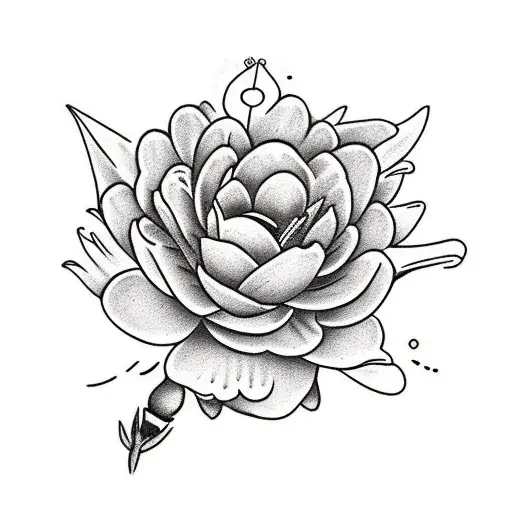 multiple flowers Carnation Peony Water Lilly Larkspur Poppy Gladius Cosmos Merigold tattoo design idea