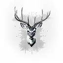mule deer in pine trees skull tattoo design idea