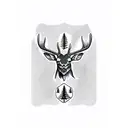 mule deer in pine trees skull tattoo design idea