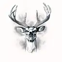 mule deer in pine trees skull tattoo design idea