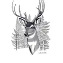 mule deer in pine trees tattoo design idea