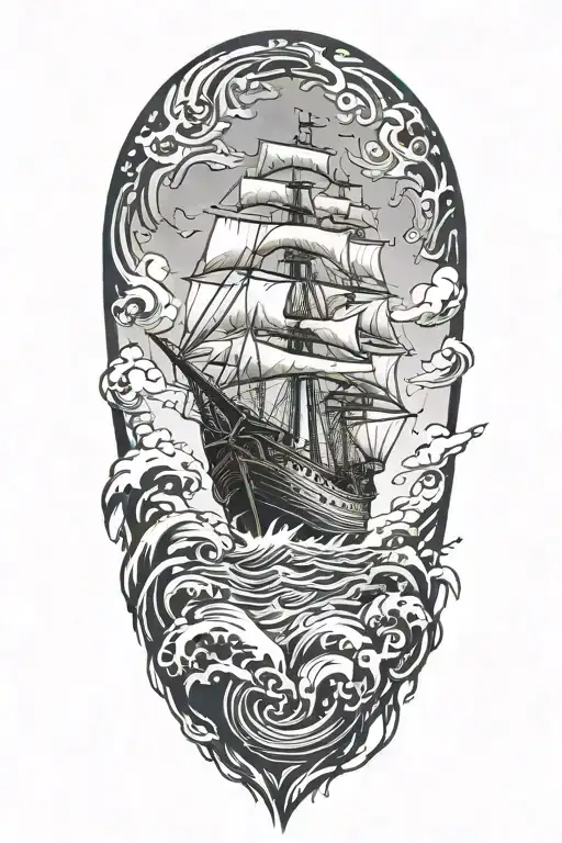 ship flying tattoo design idea