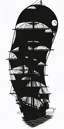 ship kraken emerging tattoo design idea