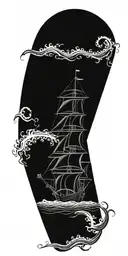 ship kraken emerging tattoo design idea