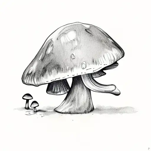 Fairy with mushroom hat tattoo design idea