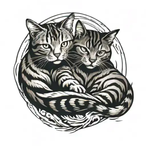 two tabby cats ying-yang tattoo design tattoo design idea