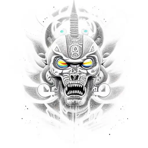 genera un diseño que contenga a tezcatlipoca  tattoo design idea