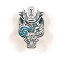 genera un diseño que contenga a tezcatlipoca y a un jaguar prehispánico  tattoo design idea