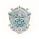 genera un diseño que contenga a tezcatlipoca  tattoo design idea
