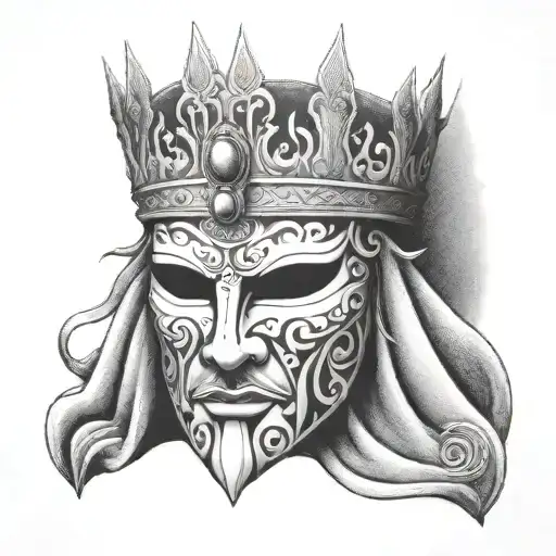 King Baldwin's  Iv Mask only mask no hair tattoo design idea