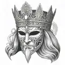 King Baldwin's  Iv Mask only mask no hair tattoo design idea