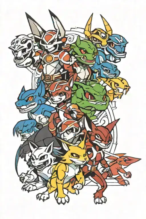 digimon, disney, power rangers, charmed, avatar tattoo design idea