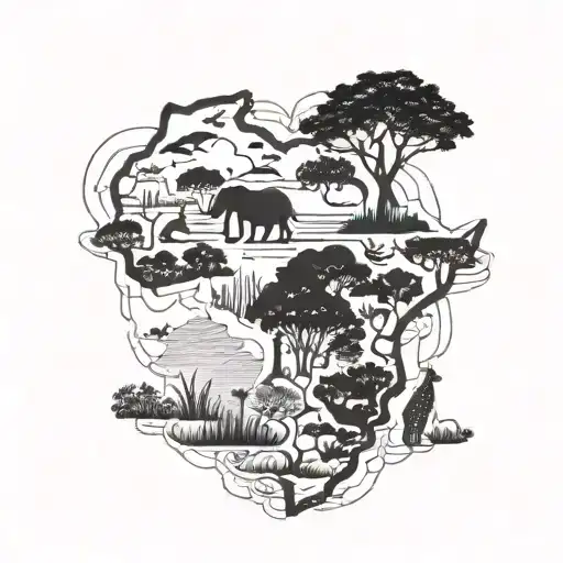 Africa continent filled tattoo design idea
