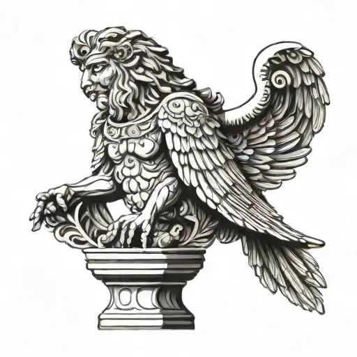 statue of David holding the Mexican eagle perched tattoo design idea