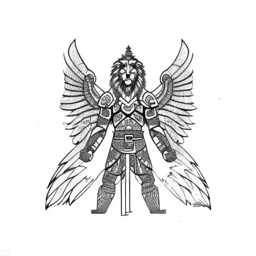 Lion Warrior Angel  tattoo design idea