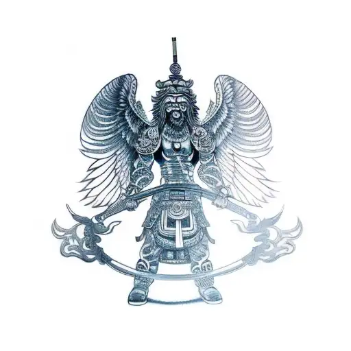 Lion Warrior Angel  tattoo design idea