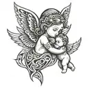 baby angel holding hands mother  tattoo design idea