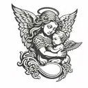 baby angel holding hands mother  tattoo design idea