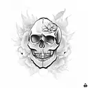 Skull jaw with flower in mouth tattoo design idea