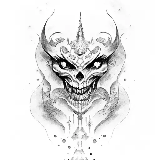 ghost face demon tattoo design idea