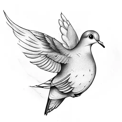 A peaceful dove holding a bass guitar in its beak tattoo design idea