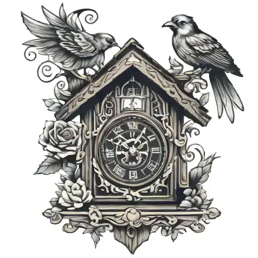 cuckoo clock tattoo design idea