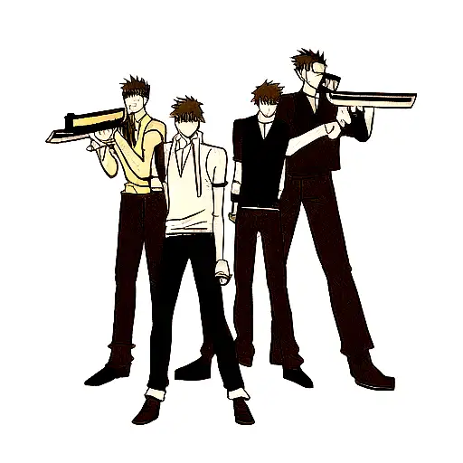 Chainsaw man whit power and their guns tattoo design idea