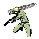 Chainsaw man whit power and their guns tattoo design idea