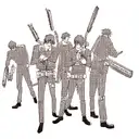 Chainsaw man whit power and their guns tattoo design idea