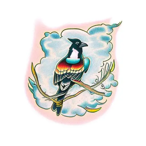 magpie  tattoo design idea