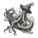 Kraken holding a ship down  tattoo design idea