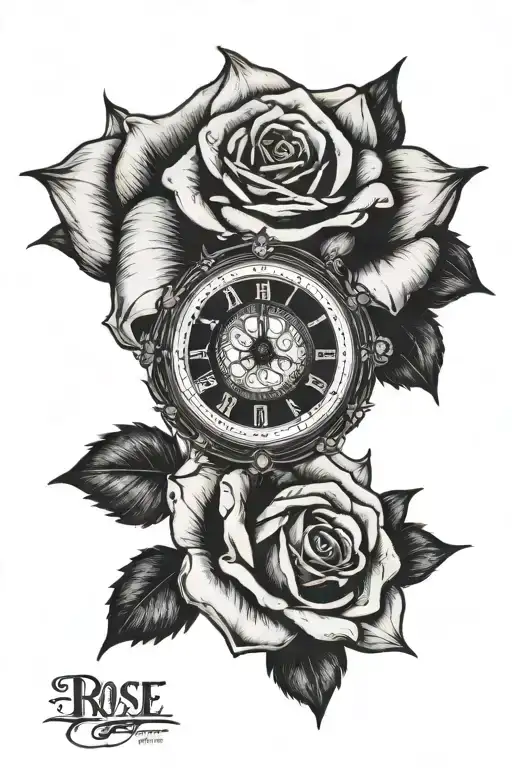 rose eyeball clock angel number 11 11 tattoo design idea