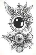 rose eyeball clock angel number 11 11 tattoo design idea