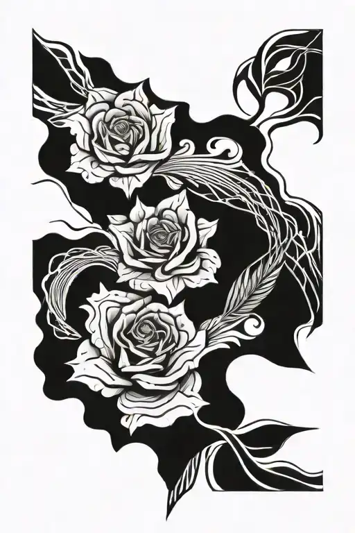 back and arm bold lines tattoo design idea