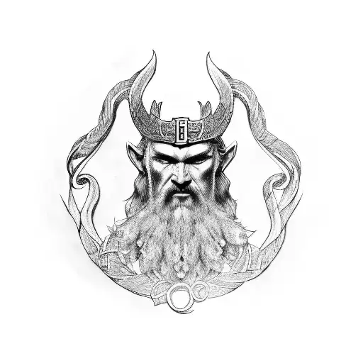 norse god sleeve tattoo design idea