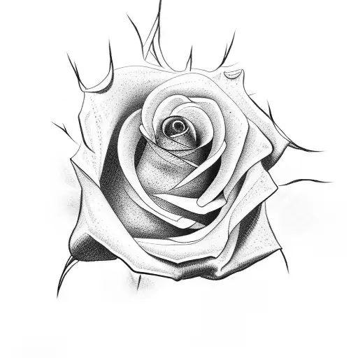 bleeding rose with barb wire stem tattoo design idea