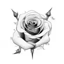 bleeding rose with barb wire stem tattoo design idea