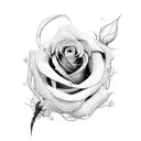 bleeding rose with barb wire stem tattoo design idea