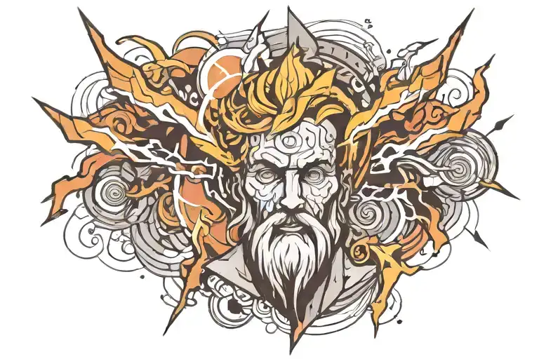 matematik Zeus holding a lightning bolt tattoo design idea