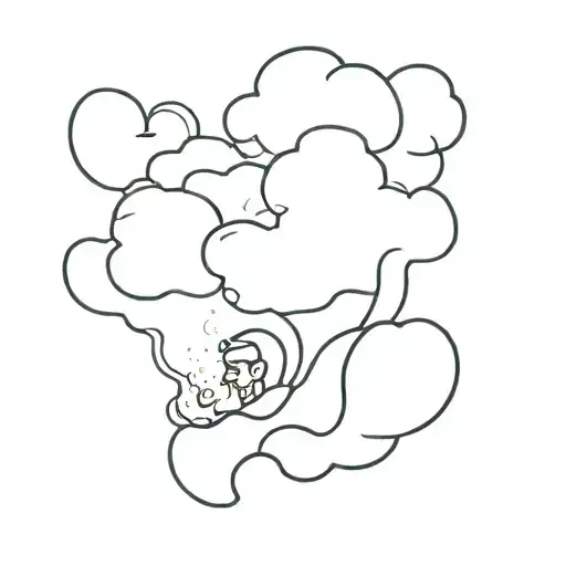 A man on a cloud of smoke tattoo design idea