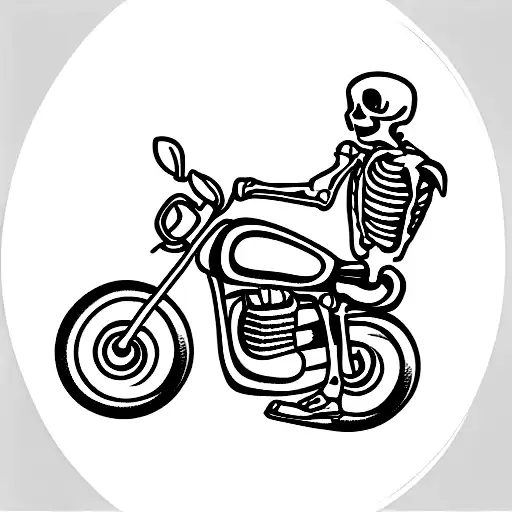 skeleton riding a motorbike tattoo design idea
