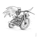 skeleton riding a motoecycle  tattoo design idea