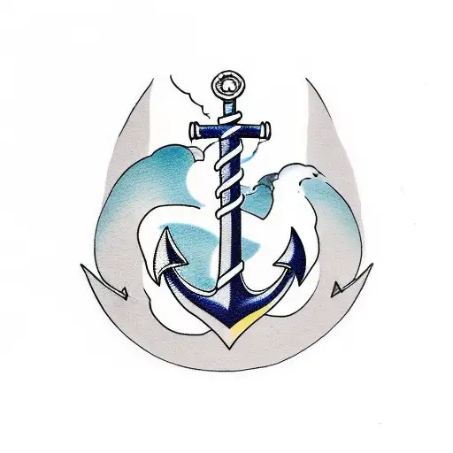 anchor with north star tattoo design idea