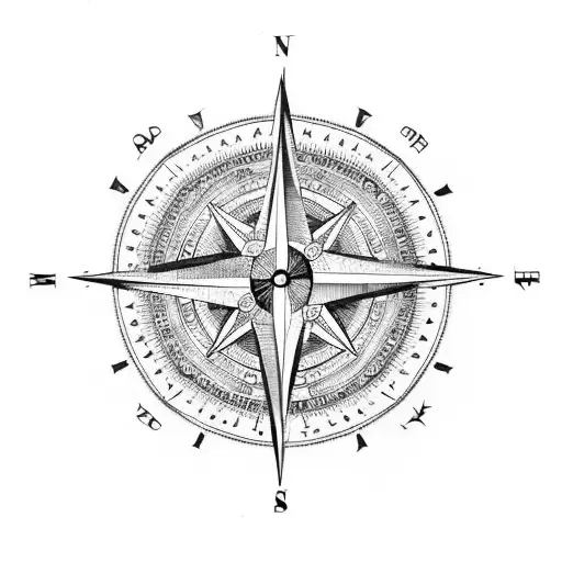 compass with belt with mandala  tattoo design idea