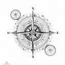 compass with belt with mandala  tattoo design idea