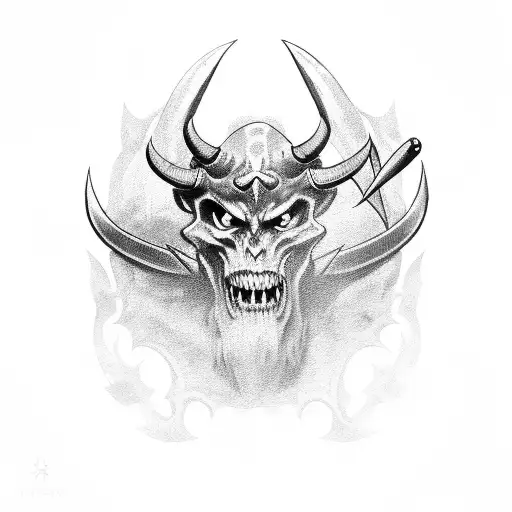 Demon halberd tattoo design idea