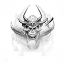 Demon halberd tattoo design idea